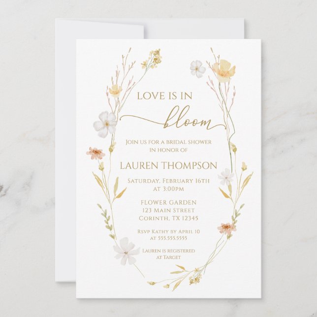 Wildflowers Love is in bloom Bridal Shower  Invitation (Front)