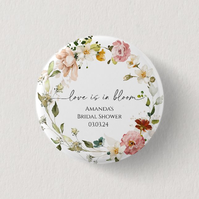 Wildflowers Love is in Bloom Button (Front)