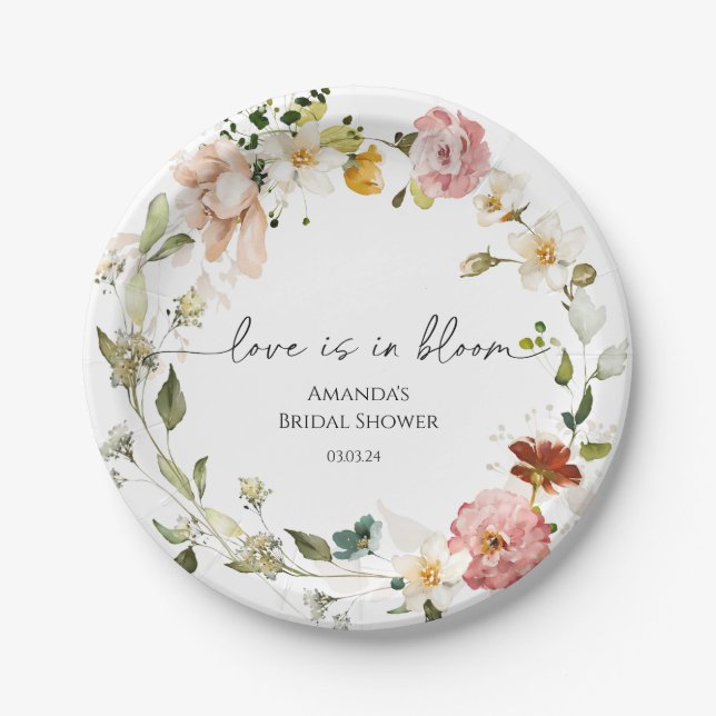 Wildflowers Love is in Bloom Paper Plates (Front)