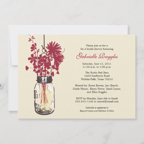 Wildflowers &amp; Mason Jar Bridal Shower Card
