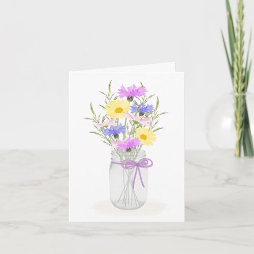 Wildflowers Mason Jar Vase Any Occasion Greeting Card