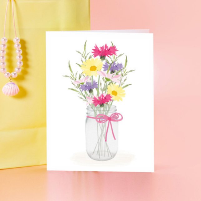 Wildflowers Mason Jar Vase Women's Stationery Card (Creator Uploaded)