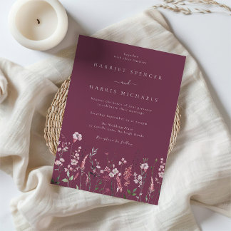 Wildflowers Mauve & Dusty Rose Wedding Invitation