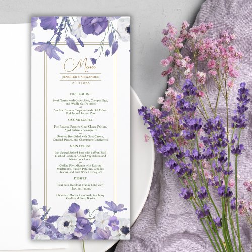 Wildflowers Mauve Purple Wedding Menu