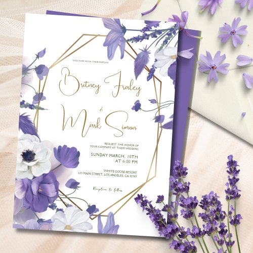 Wildflowers Mauve Rustic Purple Wedding Invitation