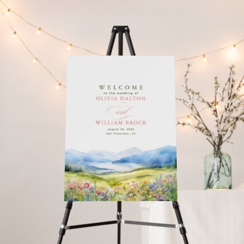 Wildflowers Meadow and Meadow Wedding Welcome Sign