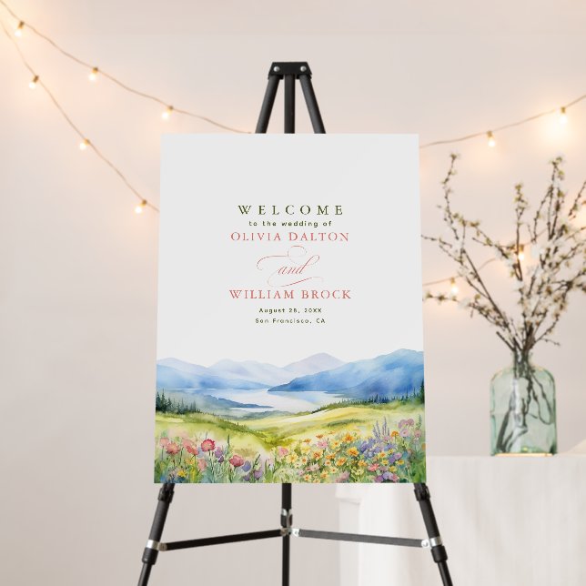 Wildflowers Meadow and Meadow Wedding Welcome Sign (In Situ (Stand))