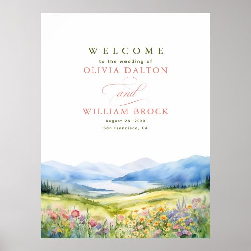 Wildflowers Meadow and Meadow Wedding Welcome Sign