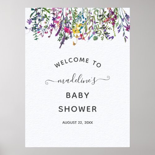 Wildflowers Meadow Baby Shower Welcome Poster