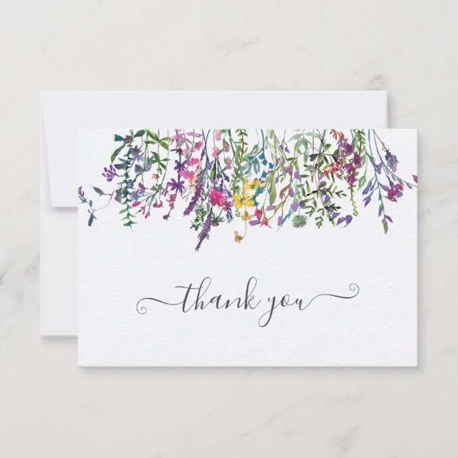 Wildflowers Meadow Bridal Shower Thank You Card (Front)