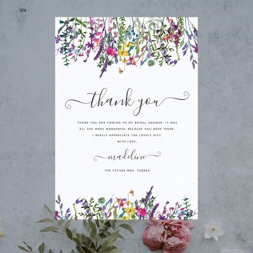 Wildflowers Meadow Bridal Shower Thank You Card