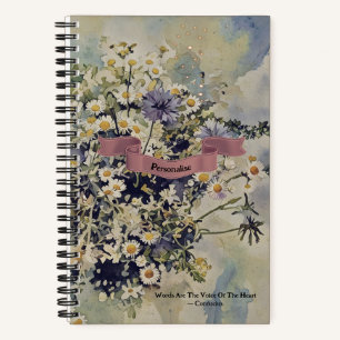 Wildflowers Meadow Confucius Quote Pink Journal