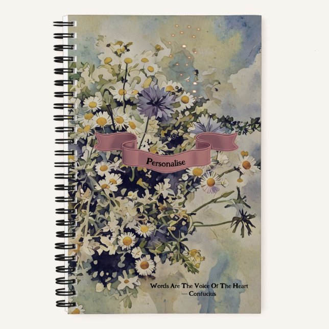 Wildflowers Meadow Confucius Quote Pink Journal (Front)