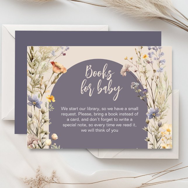 Wildflowers meadow elegant boho baby shower enclosure card (Little wildflower baby shower invitation rustic boho watercolor botanical meadow, baby in bloom)
