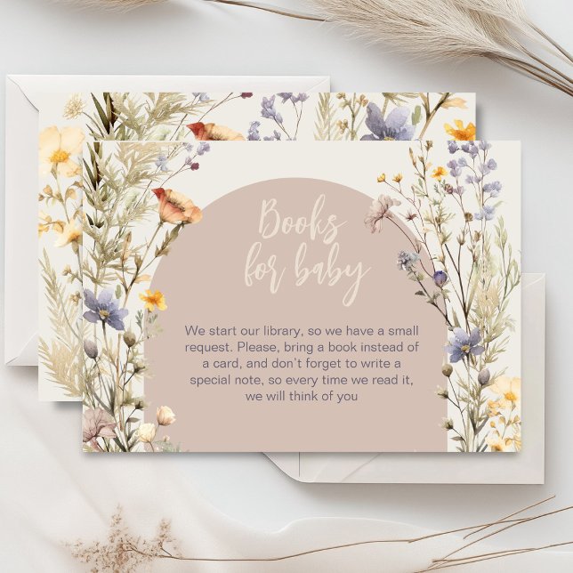 Wildflowers meadow elegant boho baby shower enclosure card (Little wildflower baby shower invitation rustic boho watercolor botanical meadow, baby in bloom)