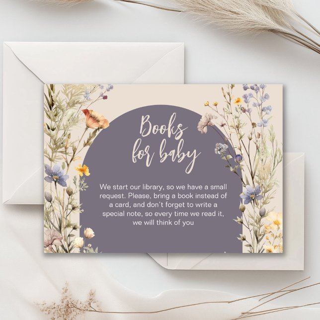 Wildflowers meadow elegant boho baby shower enclosure card (A little wildflower elegant rustic boho watercolor baby shower invitation, baby in bloom)