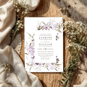Wildflowers Meadow Elegant Modern QR Code Wedding Invitation