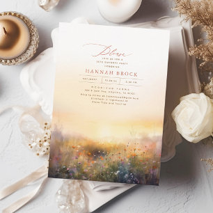 Wildflowers Meadow Elegant Summer Birthday Invitation