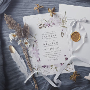 Wildflowers Meadow Rustic Elegant Modern Wedding Invitation