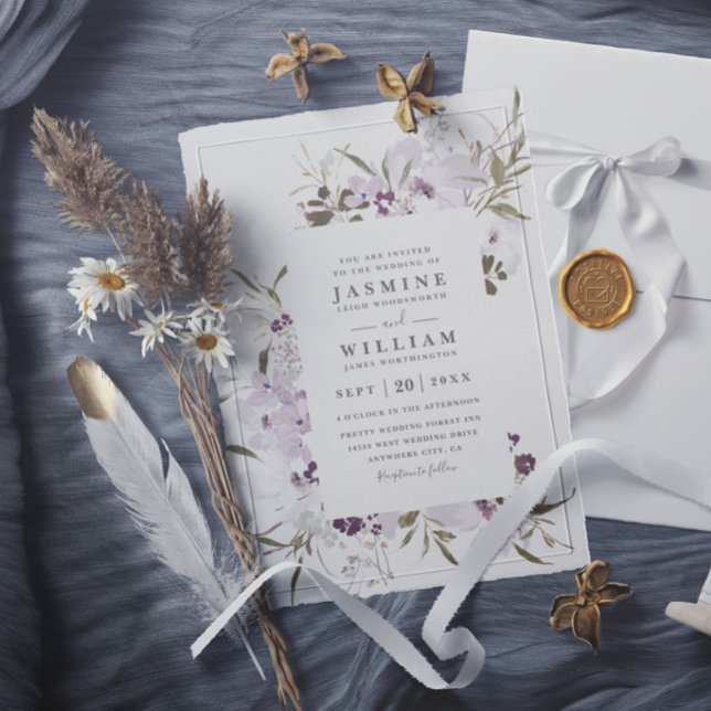 Wildflowers Meadow Rustic Elegant Modern Wedding Invitation (Creator Uploaded)