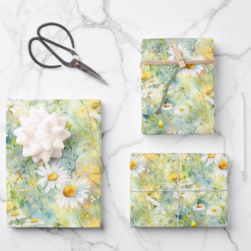 Wildflowers Meadow Summer Foliage Boho Modern Wrapping Paper Sheets