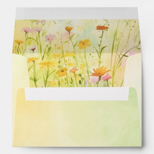 Wildflowers Meadow Watercolor Elegant Painting Envelope