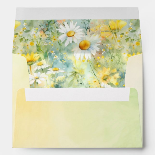 Wildflowers Meadow Watercolor Floral Wedding Envelope (Back (Bottom))