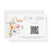 Wildflowers Meadow Watercolor Wedding QR Code 