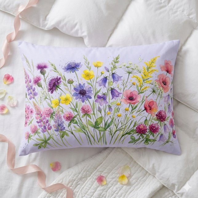 Wildflowers meadow watercolours accent pillow (Creator Uploaded)