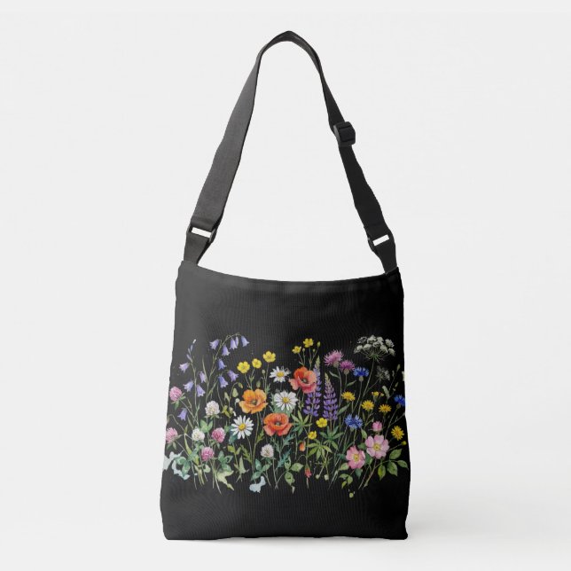  Wildflowers meadow watercolours.  Crossbody Bag (Front)