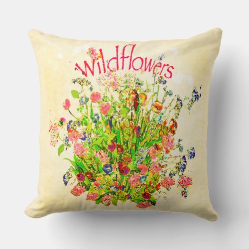 Wildflowers Medley Meadow Throw Pillow