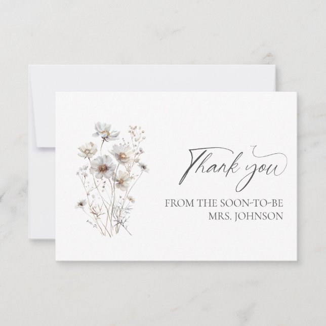 Wildflowers MinimalistBridal Shower Thank You (Front)