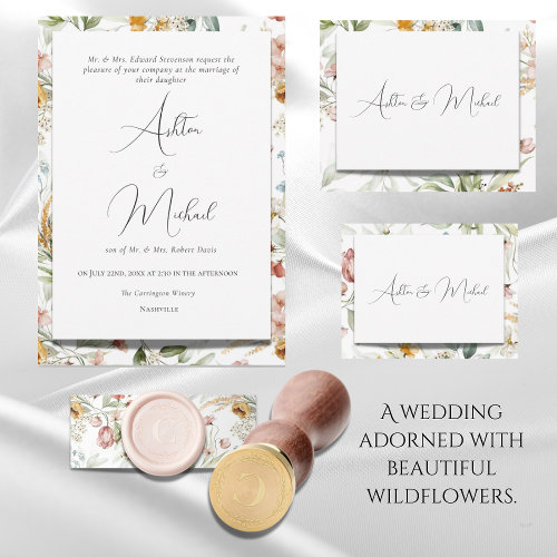 Wildflowers Minimalistic Modern Wedding Invitation