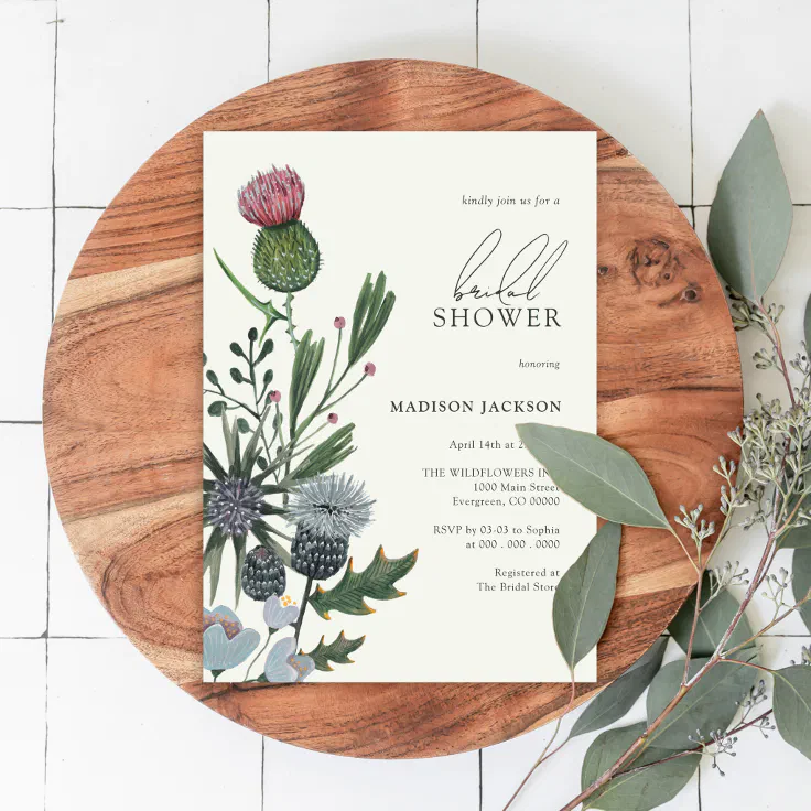 Wildflowers Modern Bridal Shower Invitations