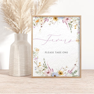 Wildflowers Modern Calligraphy Favors  Poster