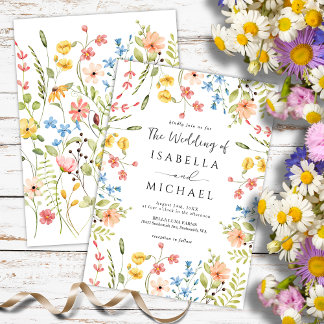  Wildflowers Modern Elegant Garden Wedding  Invitation