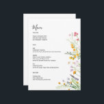 Wildflowers modern Menu card monogrammed on back<br><div class="desc">Elegant Floral Wedding menu,  with couple names on back side.</div>