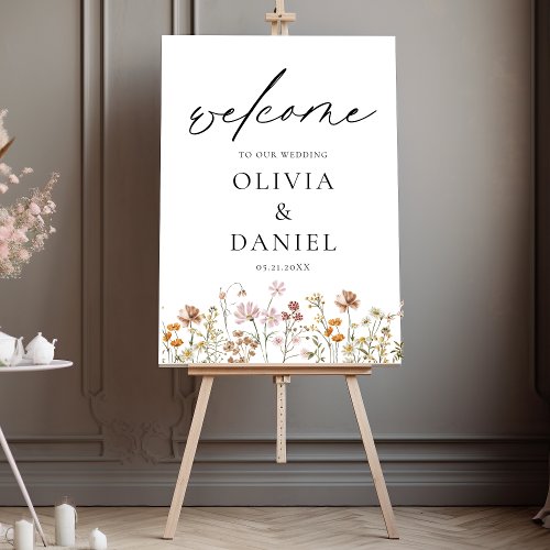 Wildflowers Modern Script Wedding Welcome Elegant Foam Board