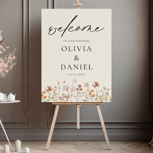 Wildflowers Modern Script Wedding Welcome Elegant Foam Board