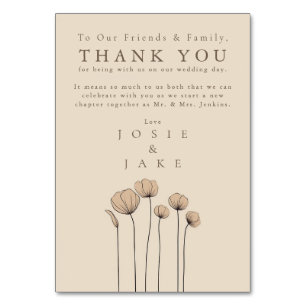 Wildflowers modern Wedding thank you Table Card