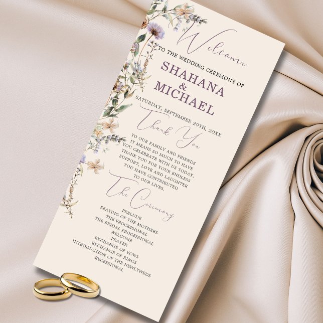Wildflowers Modern Welcome Order Service Wedding Menu (Creator Uploaded)