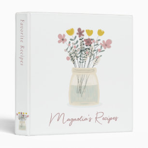 Wildflowers Monogram Bridal Shower Recipe 3 Ring Binder
