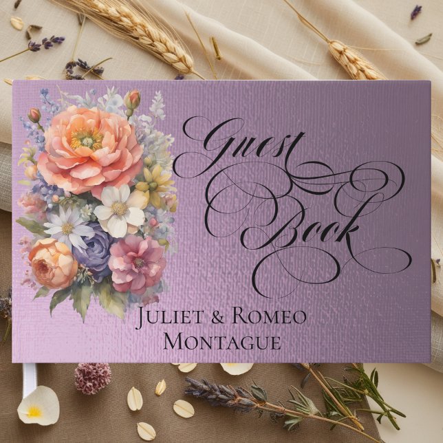 Wildflowers & Monogram - Lavender Guest Book (Creator Uploaded)