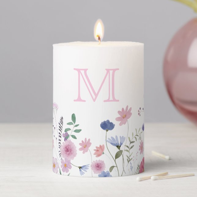 wildflowers monogram Pillar Candle (In Situ)