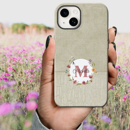 Wildflowers Monogram Rustic Watercolor   Case_Mate iPhone 14 Case