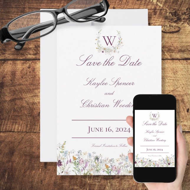 Wildflowers Monogram Wedding Save The Date (Creator Uploaded)