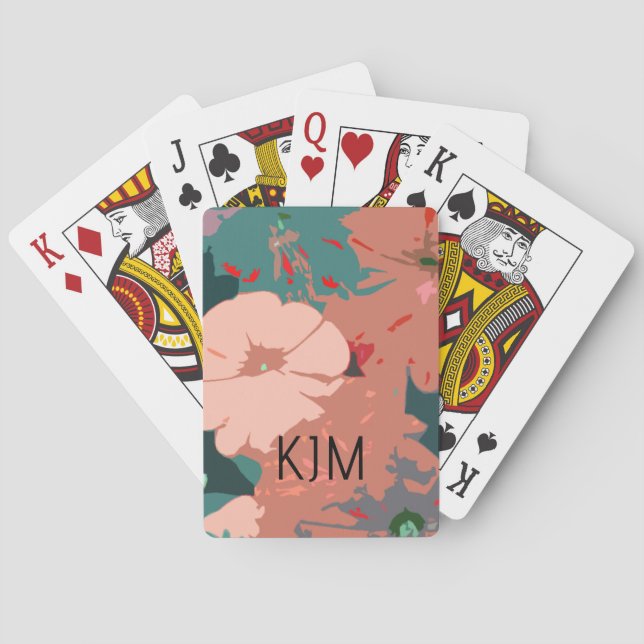 Wildflowers Monograms Floral Custom Name Gift Poker Cards (Back)