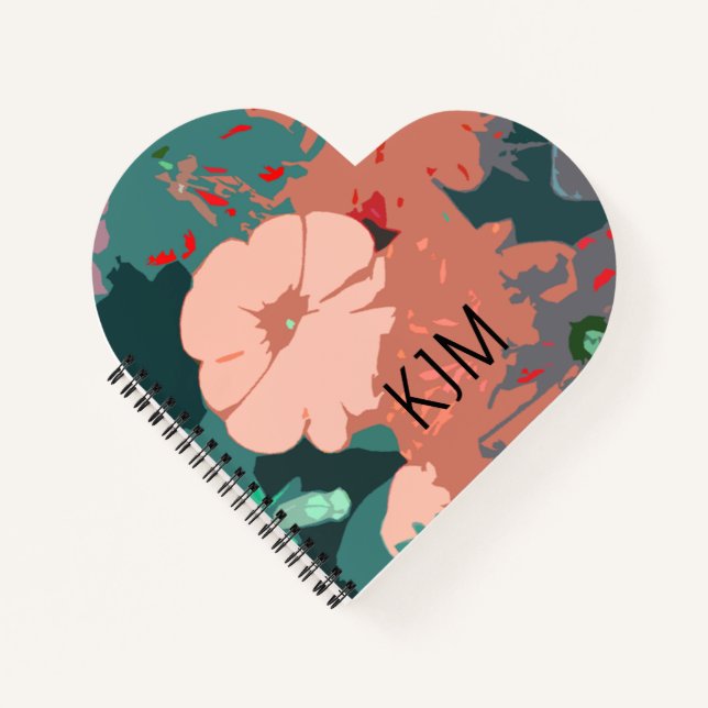 Wildflowers Monograms Floral Wedding Birthday Gift Notebook (Front)