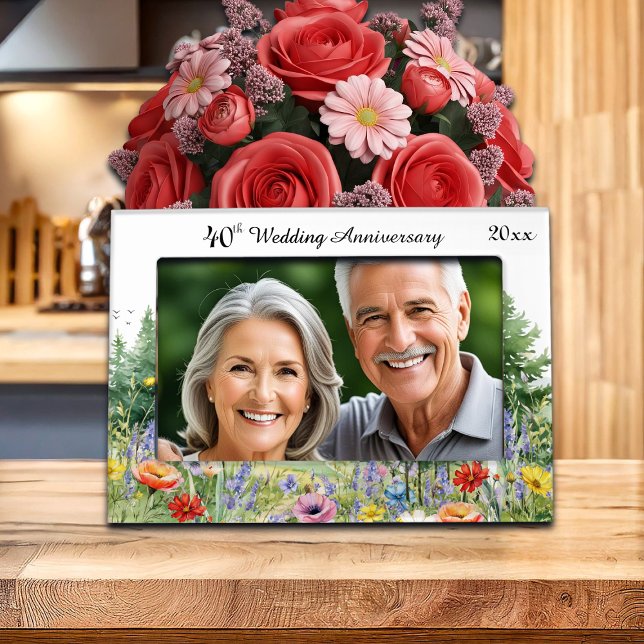 Wildflowers Mountains 40th Wedding Anniversary  Magnetic Frame (Creator Uploaded)