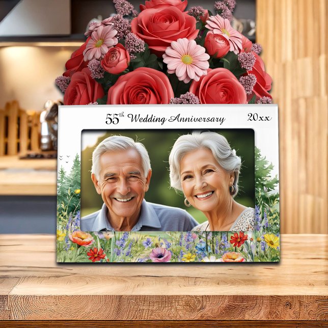 Wildflowers Mountains 55th Wedding Anniversary  Magnetic Frame (Creator Uploaded)